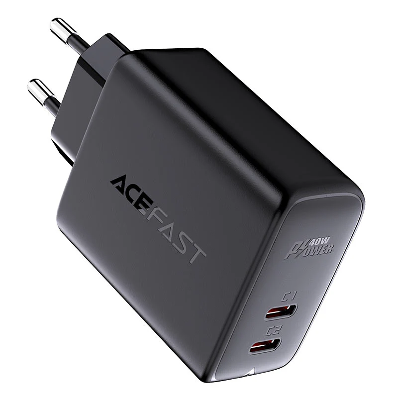 ACEFAST A9 40W 2xUSB-C Fast Wall CHARGER PD3.0 - Black - Image 3