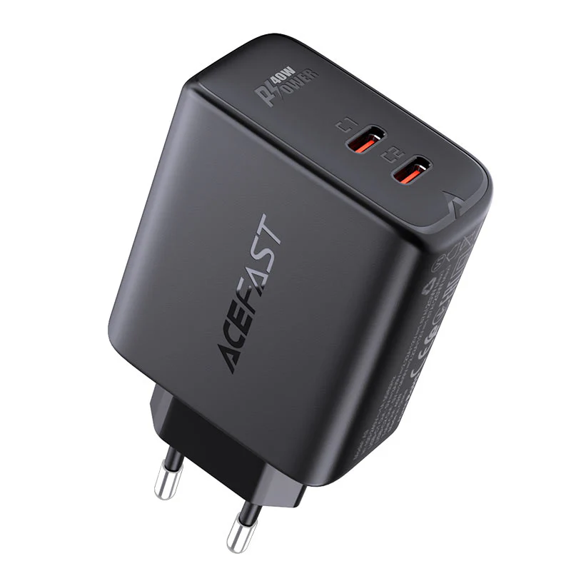 ACEFAST A9 40W 2xUSB-C Fast Wall CHARGER PD3.0 - Black - Image 4