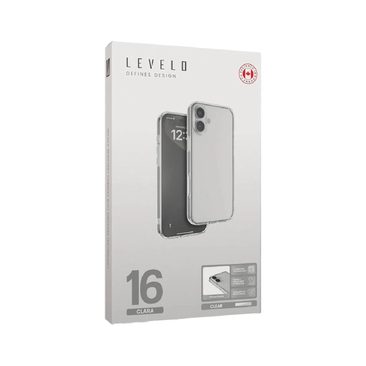 Levelo Clara Clear Case For iphone 16 Impact Resistant Corners - Clear - Image 6