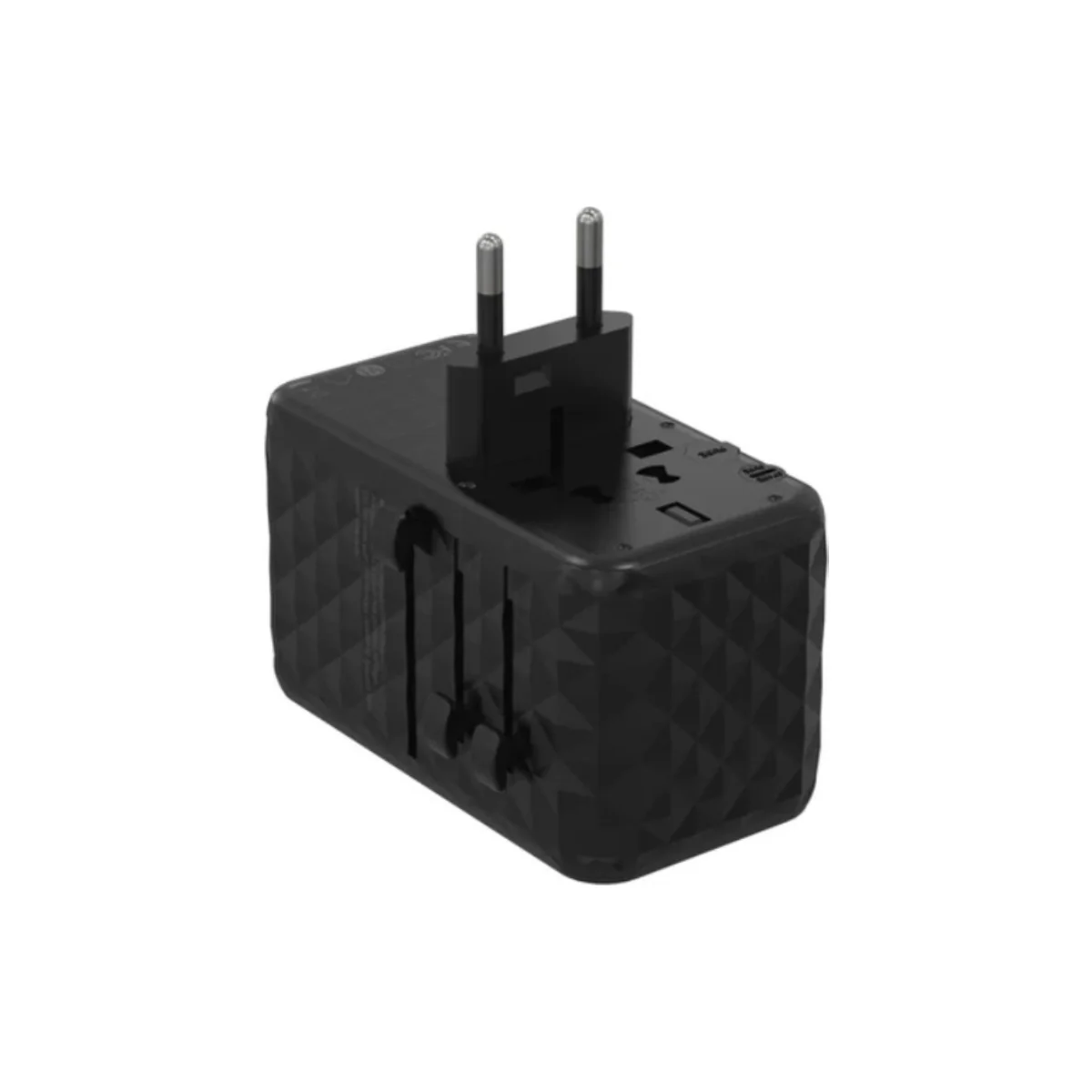 Powerology Universal Adapter 140W X2 Type C port and X2 USB A 15W port - Black - Image 3
