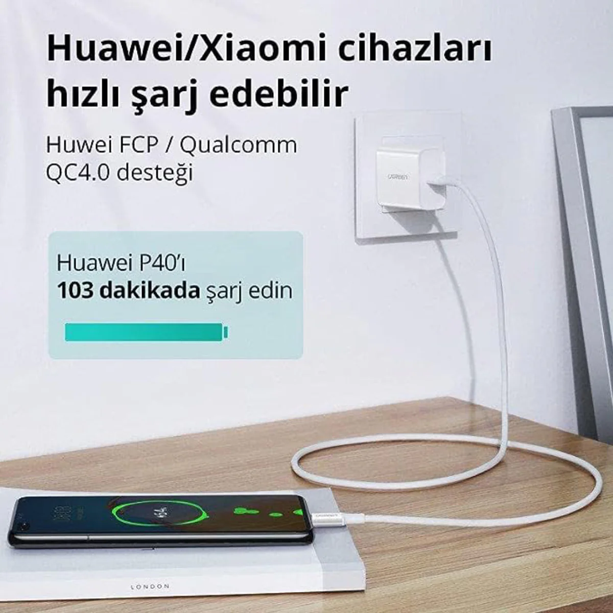 Ugreen Type C 2.0 Male To Type C 2.0 Male 5A Data Cable - White - Image 6